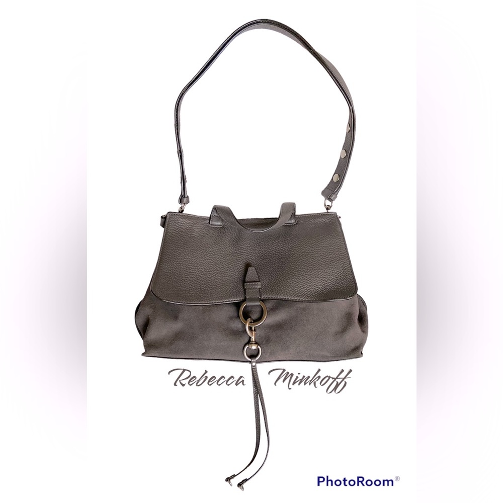 Rebecca Minkoff Medium Keith Suede and Leather Satchel in Gray Color